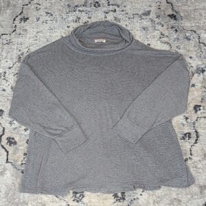 Andrée Women’s Gray Cowl Neck Long Sleeve Knit Top 2X Textured Pullover